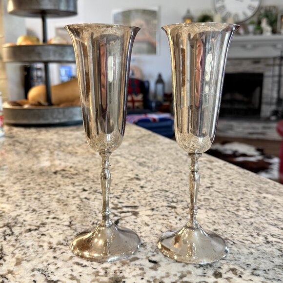Vintage set of Silver Champagne Flutes - Picture 8 of 11